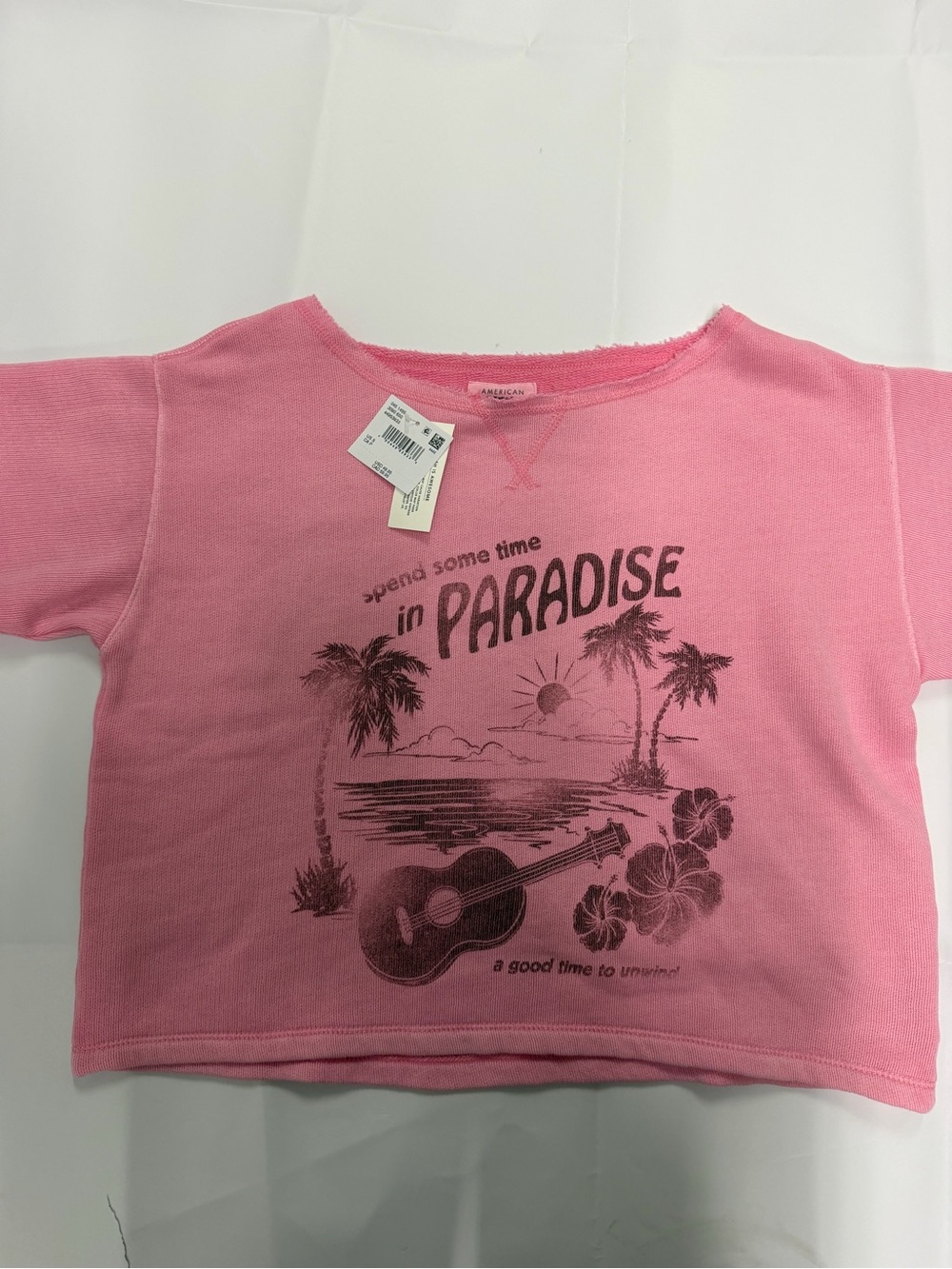 American Eagle Outfitters Pink 'Paradise' Graphic Short Sleeve Tee